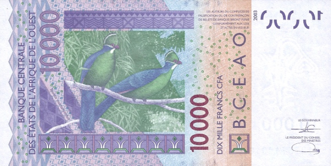 PN118A Ivory Coast W.A.S. A 10000 Francs Year 2021